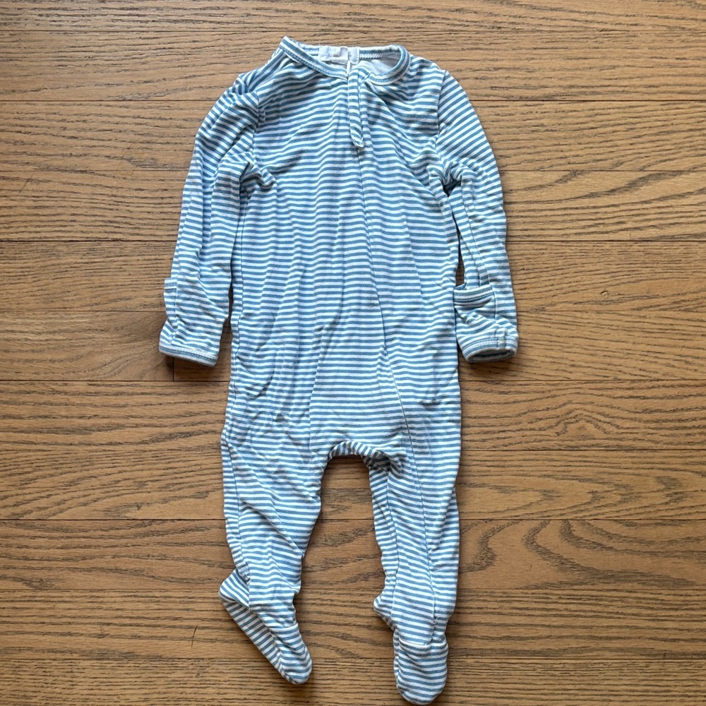 Angel Dear Blue and White Striped Footie